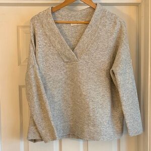 Cozy Gray V-Neck Women's Sweater